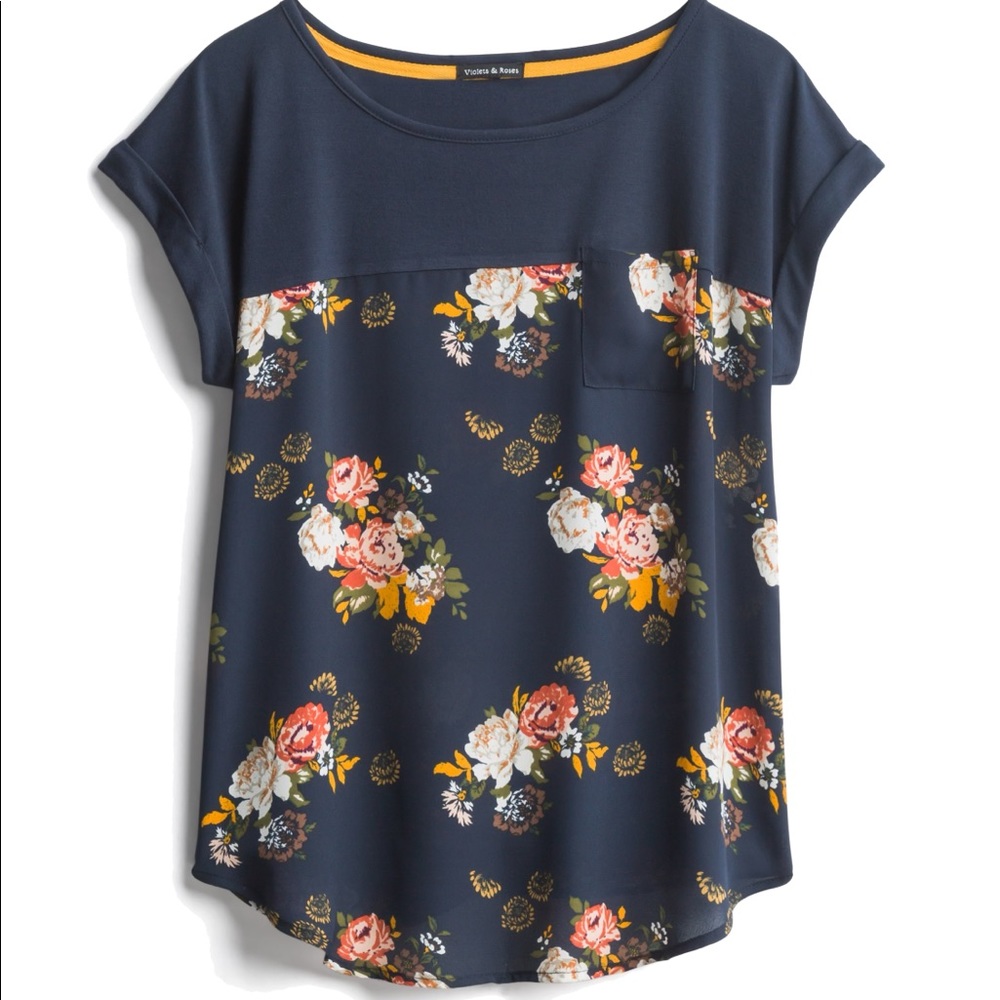 Stitch Fix Floral Mixed Media Shirt